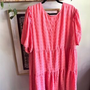 Rewind Dress Pink Ruffled 3/4 Sleeve